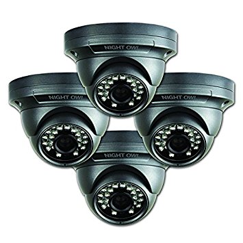 Night Owl Security CAM-4PK-DM724 Outdoor Dome High Resolution 700 TVL Camera, 4 Pack (Black)