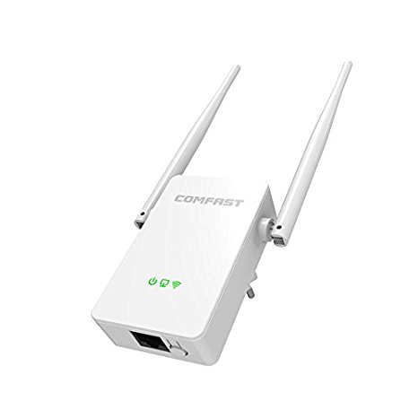 COMFAST 300Mbps WiFi Range Extender Dual Antenna Wireless Wi-Fi Signal Repeater, Supports Repeater/Access Point/Router Mode, Extends WiFi to Smart Home & Alexa Devices