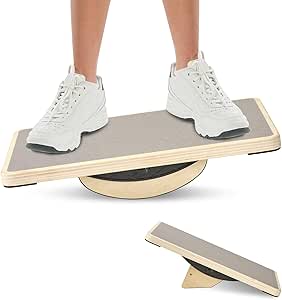 Balance Board for Adults, 2-in-1 Slant Board for Balance Core Training, Anti-Slip Wobble Board for Physical Therapy, Adjustable Wooden Rocker Board, 25 or 30-Degree Stretch Incline Board