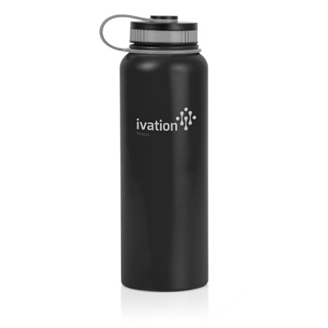 Ivation Flask Insulated Stainless Steel Water Bottle with Wide Mouth and 40-Ounce Capacity - Lightweight and BPA Free