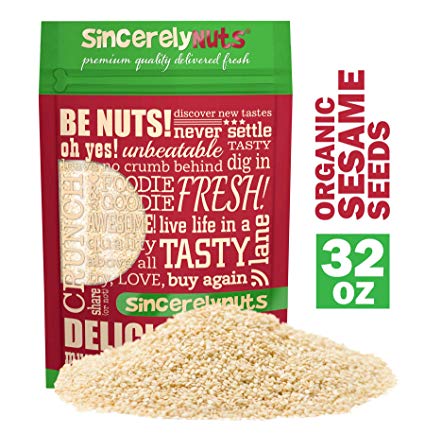 Sincerely Nuts Hulled Organic Sesame Seeds (2 lb Bag)- Nature's Super Seed | Rich Flavor Profile Perfect for Cooking | Raw, Gluten Free, Vegan & Kosher | All Natural Plant Based Protein & Healthy Fats