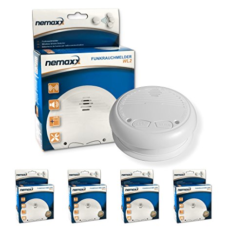 4x Nemaxx WL2 Wireless Smoke Detector - in accordance with EN 14604