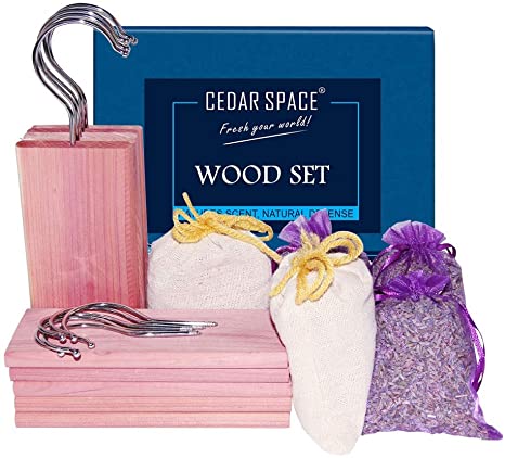 Cedar Blocks for Clothes Storage 15 Sets 100% Nature Aromatic Red Ceder Blocks and Lavender Sachets