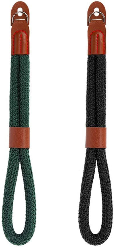 MoKo Camera Hand Wrist Strap [2 Pack], Cotton Adjustable Camera Hand Grip Strap Wristband Stability Security for Fujifilm/Nikon/Canon/Sony/Olympus/Panasonic/SLR/DSLR Digital Cameras - Black/Dark Green