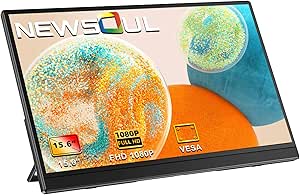 Newsoul モバイルモニター 15.6インチ モバイルディスプレイ 自立型 ポータブルモニター VESA対応 サブモニター 1920x1080FHD 持ち運びモニター 軽量 薄型 ゲーミングモニター IPS液晶パネル ゲームモニター USB Type-C/Mini HDMI端末 PS4PS5/XBOX/Switch/PC/Macなど対応 商務会議 在宅勤務 リモートワーク