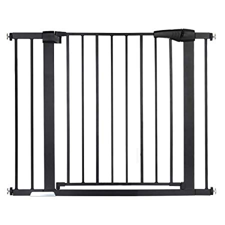 40.5" Auto Close Safety Gate, KingSo Baby Gate Extra Wide 29.5"-40.5'' Walk Thru for House Stairs Doorways Hallways Include 2.75'' & 5.5'' Extension Kits, 4 Pressure Bolts, 4 Wall Cups, 1 Key(Black)