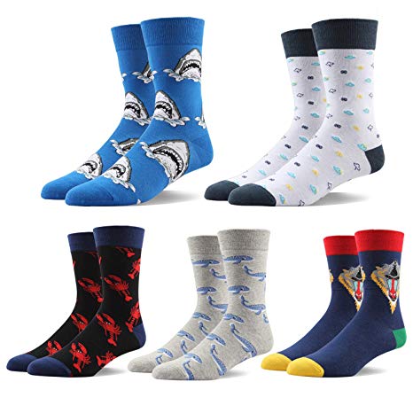 Odor Resistant Men Dress Crew Socks Cute -Funky Colors Novelty Style Classic Pattern Men's Gift
