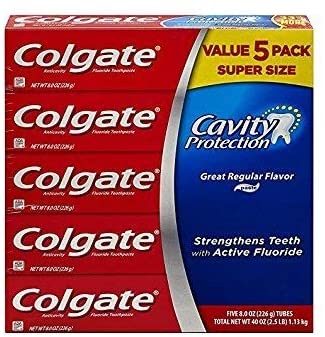 Colgate Cavity Protection Regular Flavor Fluoride Toothpaste 8 Ounce Tube (10 Pack)