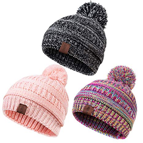 REDESS Baby Kids Winter Warm Fleece Lined Hats, Infant Toddler Children Beanie Knit Cap Girls Boys