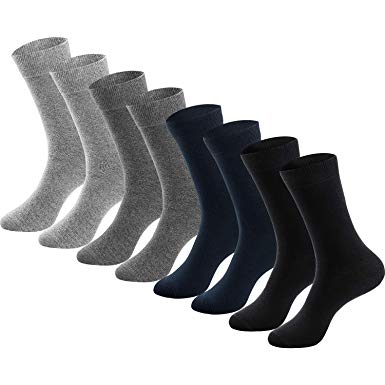 GOBEST 100% Cotton Dress Socks Men Comfy Casual Crew Business for Men Women - 8 Pack