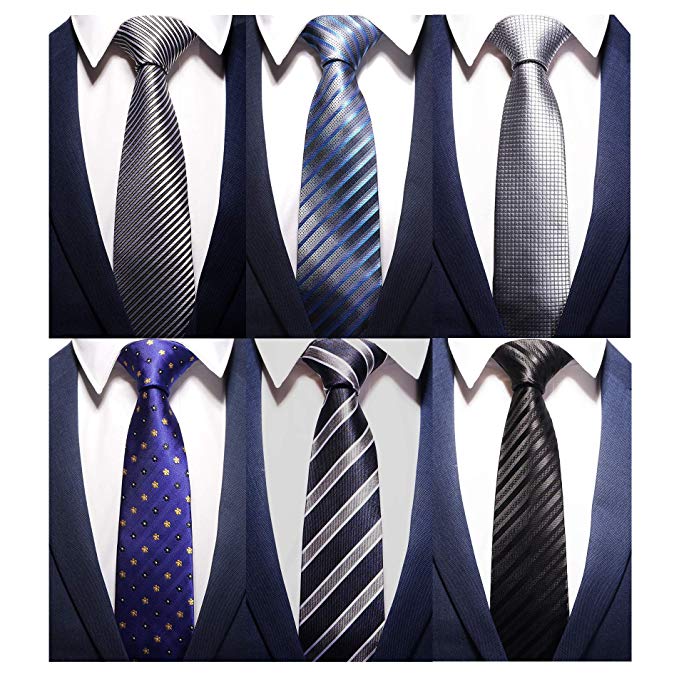 AVANTMEN New Neckties for Men 1&6 Pack Classy Men's Ties Woven Jacquard Ties
