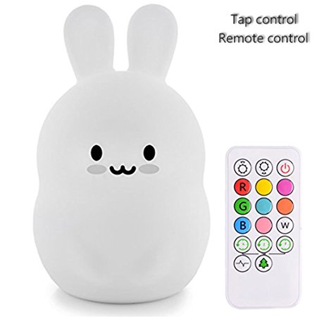 Baby LED Night Light Nursery Lamp Toy Nightlight Desk Lighting with Timer for Kids Soft Silicone Touch Safe USB Rechargeable Remote Tap Control Christmas Gifts for Children Toddler Boys Girls
