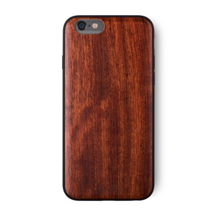iATO iPhone 6 / 6S PLUS Wood Case 'Cartier'. Real Wooden Overlay on Slim Black PC. Natural Genuine Wooden Cover as Premium Accessories for the Original Apple Cell Phone 6S/6 PLUS (5.5") - Rose Wood