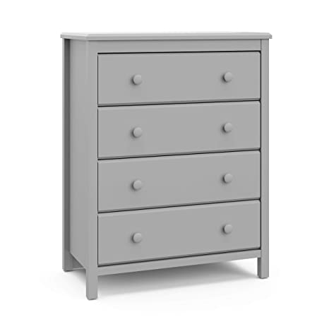 Storkcaft Alpine 4 Drawer Dresser (Pebble Gray) – Stylish Storage Dresser Chest for Bedroom, 4 Spacious Drawers with Handles, Coordinates with Any Kids Bedroom or Baby Nursery