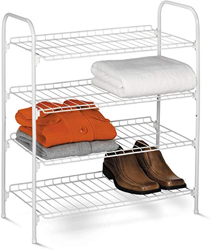 🇺🇸Premium Pack SHO-01172 Wire Shoe & Accessory Rack, White, 4-Tier