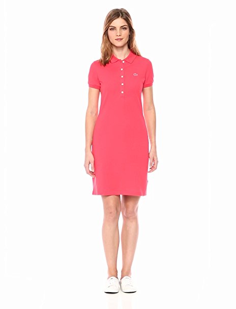 Lacoste Womens Stretch Cotton Short Sleeve Mini Piqueacute Polo Dress