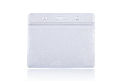 Rocclo Waterproof Type PVC ID Card Holder, Clear,Horizontal Style, 10-pack (Horizontal)