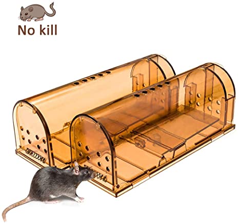 PECHTY Humane Mouse Trap, 2 Pack Reusable Rodent Trap No Kill Mice Live Catch Cage, Mouse trap cage Mice Catcher for Rooms Offices Fields & Warehouses