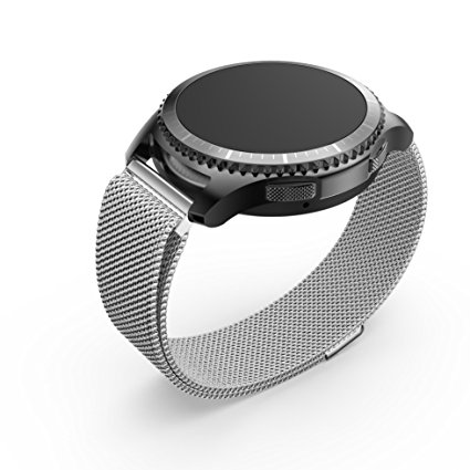 ANCOOL 22mm Milanese Loop Magnet Stainless Steel Wrist Band for Samsung Gear S3 Frontier/S3 Classic for Pebble Time Milanese Band - Silver