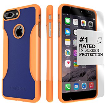 iPhone 7 Plus Case, (Orange Blue) SaharaCase Protective Kit Bundle with [ZeroDamage Tempered Glass Screen Protector] Premium Finish Slim Fit [Shockproof Bumper] Rugged Protection