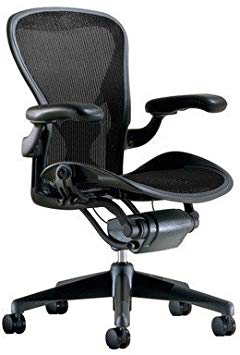 Herman Miller Classic Aeron Task Chair: Tilt Limiter w/Seat Angle Adj - PostureFit Support - Fully Adj Vinyl Arms - Standard Carpet Casters