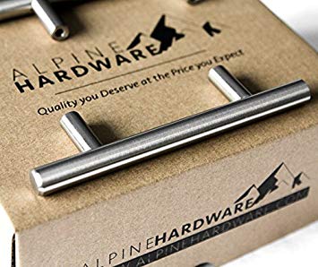 5pc SOLID Stainless Steel, Bar Handle Pull: Fine-Brushed Satin Nickel Finish | 3" Hole Center | Kitchen Cabinet Hardware / Dresser Drawer Handles By: Alpine Hardware