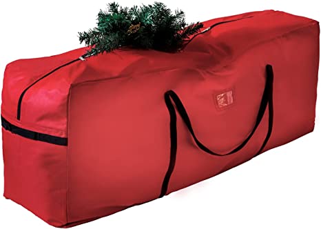 Lifewit Christmas Tree Storage Bag, Fits Up to 7.5 Ft Tall Artificial Disassembled Trees, Durable Handles & Sleek Dual Zipper & Card Slot, Tear Proof Polyester Christmas Tree Storage Containers, Red