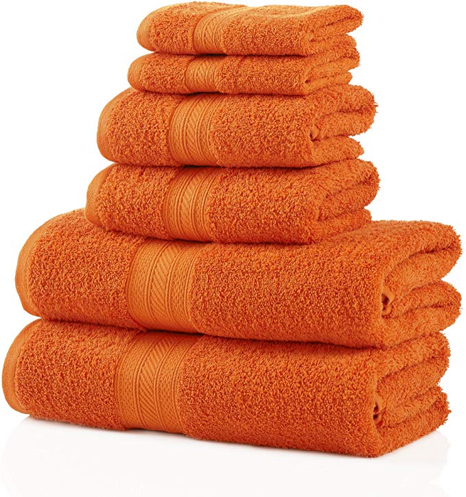 Superior 700 GSM Long Staple 100% Combed Cotton, Durable, Plush and Absorbent 6-Piece Single Ply Towel Set - Sandstone