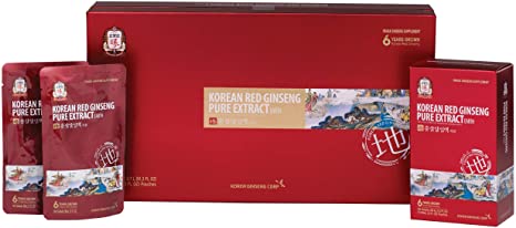 KGC Cheong Kwan Jang [Korean Red Ginseng Pure Extract Earth] 100% 6-Year-Old Korean Red Ginseng Roots with Premium Grade Ginseng, Immune System Support Booster - 90 mL Pouch (30 Count)