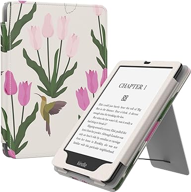 MoKo Case for 6.8" Kindle Paperwhite(11th Generation-2021) and Kindle Paperwhite Signature Edition, Slim PU Shell Cover Case with Auto-Wake/Sleep for Kindle Paperwhite 2021, Tulip