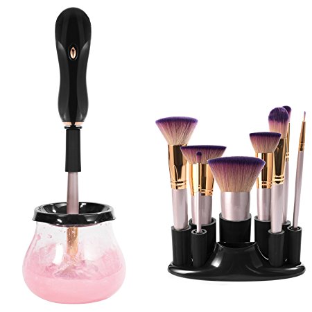 Makeup Brush Cleaner, MINI LOP Automatic Electric Brush Cleaner Spinner Wash and Dry All Kinds of Make up Brushes in Seconds (Black)