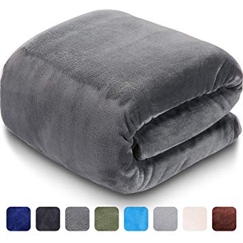 LEISURE TOWN Fleece Blanket King Size 330 GSM Soft Warm Fuzzy Winter Luxury Plush Microfiber Fabric, Thick Thermal Double Blankets for Sofa Bed Travel, 108 by 90 Inches, Grey
