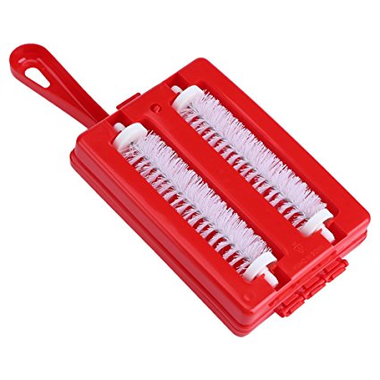 Hand Held Double Brushed Sweeper Sofa Carpet Dust Crumb Dirt Double Sweeper Home Kitchen Cleaning Tools(Red)
