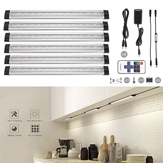 Under Cabinet Lighting,TryLight Dimmable 6 Panels Kit, 3000K Warm White 24W Total,48W Fluorescent Tube Equivalent,With Remote Control Led Under Cabinet Lights