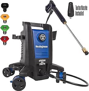 Westinghouse ePX3500 Electric Pressure Washer, 2500 Max PSI 1.76 Max GPM with Anti-Tipping Technology, Onboard Soap Tank, Pro-Style Steel Wand, 5-Nozzle Set, for Cars/Fences/Driveways/Home/Patios