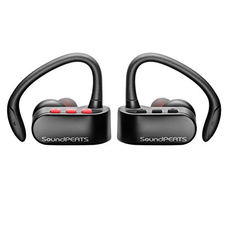 SoundPEATS Q16 Mini Dual Wireless Earbuds, True Wireless Stereo Bluetooth 4.2 Headphones Cordless Earphones Sweatproof In-Ear Headset with Mic, Secure Fit for Sports for iPhone 6S/7/Plus OnePlus Moto Xiaomi Lenovo Samsung HTC Coolpad iPad, Black