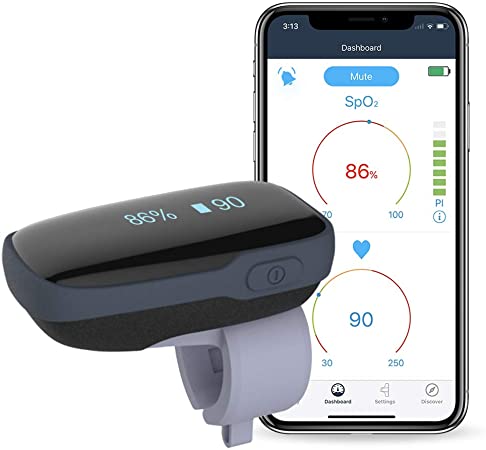 Wireless Blood S-aturation Monitor with Audio Reminder in Free App - Wearable 02 Saturation Monitor Bluetooth Rechargeable（Oxylink）