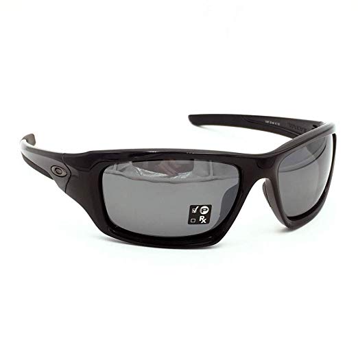 Oakley Men's Valve Polarized Rectangular Sunglasses, Black, 60.8 mm