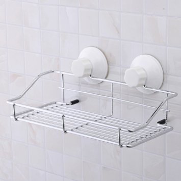 Hi-tec Suction Cup Bathroom Shower Caddy Shelf,Kitchen Storage Basket,Lock Suction Cups Rectangle Shampoo Shower Gel Holder
