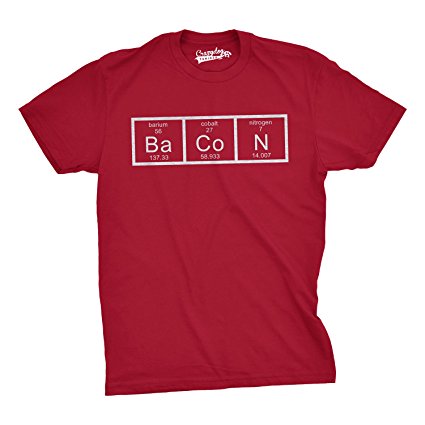 Mens The Chemistry Of Bacon T Shirt Funny Brunch Periodic Table Science Tee