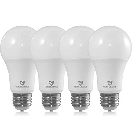 Great Eagle 40/60/100W Equivalent 3-Way A19 LED Light Bulb 5000K Daylight Color (4-Pack)