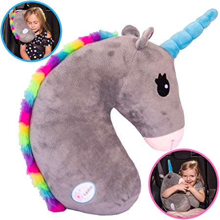 Tulatoo Unicorn Stuffed Animal Travel Pillow- Perfect Neck Pillow & Seat Belt Cover