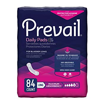 Prevail Maximum Absorbency Incontinence Bladder Control Pads, Long, 84 Count