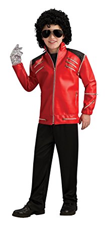 Michael Jackson Child's Deluxe Red Beat It Zipper Jacket Costume Accessory, Large