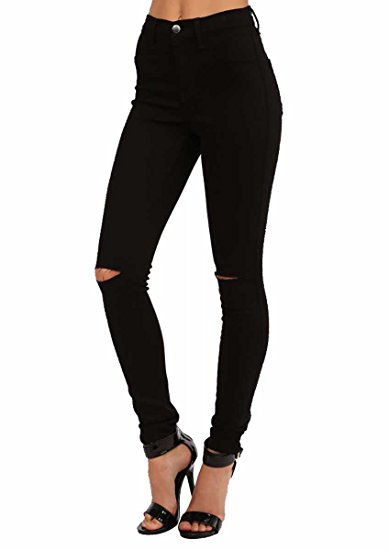 Vibrant Slit Knee High Waisted Solid JeansÊ