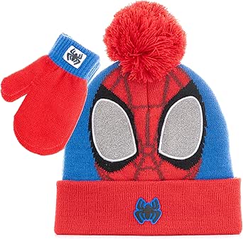 Marvel Spider-Man Toddler Winter Hat for Boys and Toddler Mittens for Boys Set, Toddler Boys Beanie Hat and Toddler Gloves