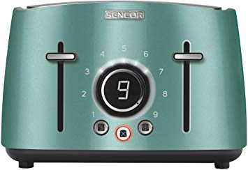 Sencor STS6071GR Premium Metallic 4-slot High Lift Toaster with Digital Button and Toaster Rack, Green