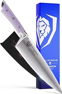 Dalstrong Chef Knife - 8 inch Blade - Gladiator Series - Forged High Carbon German Steel - Razor Sharp Kitchen Knife - Professional Full Tang Knives - Lilac Handle ABS - Sheath - NSF Certified