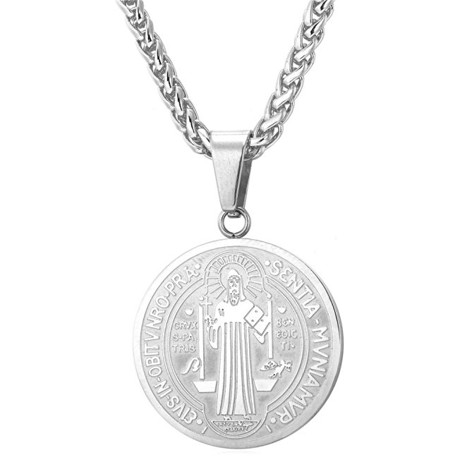 Saint Benedict Medal Pendant Celtic Cross Christian Jewelry Stainless Steel/18K Gold Plated Necklace