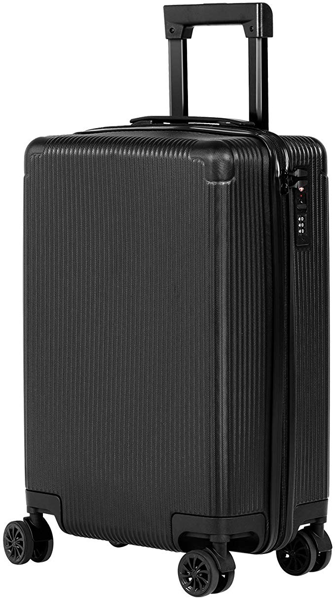 Murtisol 20 inches (56cm) Carry on ABS Luggage TSA Lock Lightweight Durable Hard Shell 4 Spinner Wheels Suitcase, Black